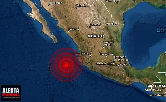 #LoUltimo // Fuerte Terremoto de 6.0 Jalisco en Mexico, A una profundidad 8.6 km.