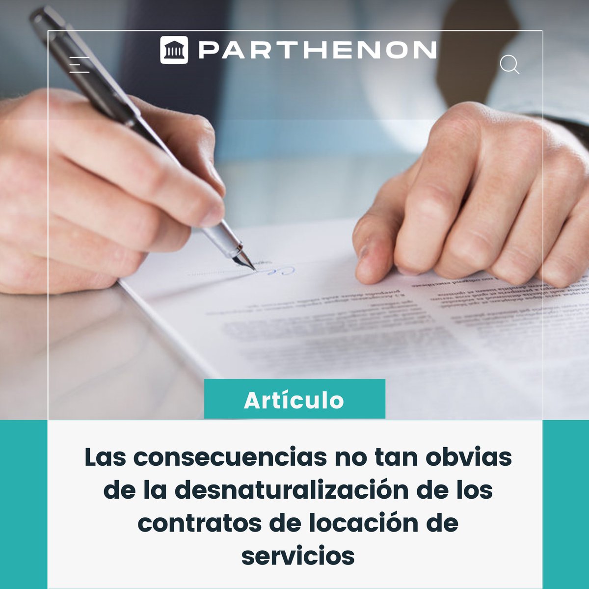 parthenonweb's tweet photo. #Artículo 

No es una novedad que una contratación civil fraudulenta genera el reconocimiento de un vínculo laboral a plazo indeterminado. 

(1/3) https://t.co/02wLv7fZW6