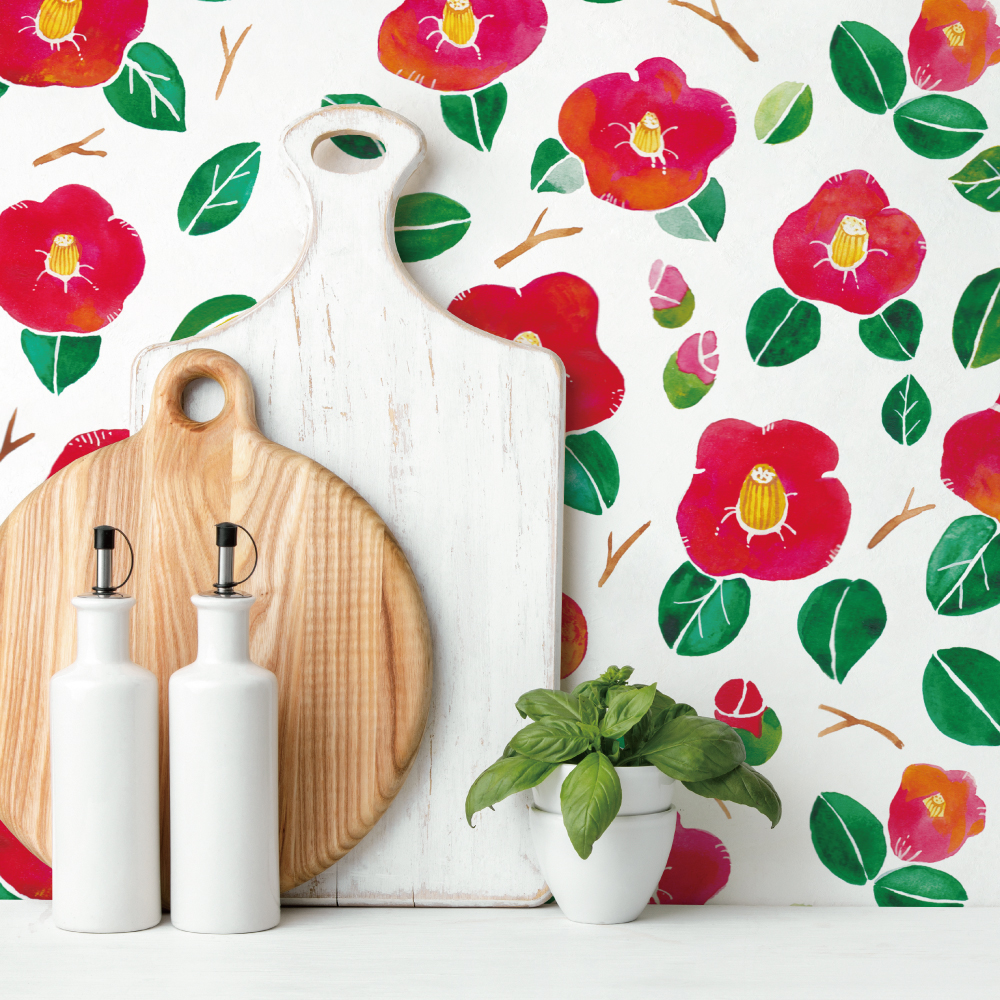 Harokka イラストレーター 伊吹春香 Ibukichi222 さんデザインの壁紙 椿 Tsubaki 古くから日本で愛される冬の花 椿 レトロで愛らしい雰囲気を ぜひお部屋でもお楽しみください T Co 7hwaxrzkpw Harokka インテリア レトロモダン 和