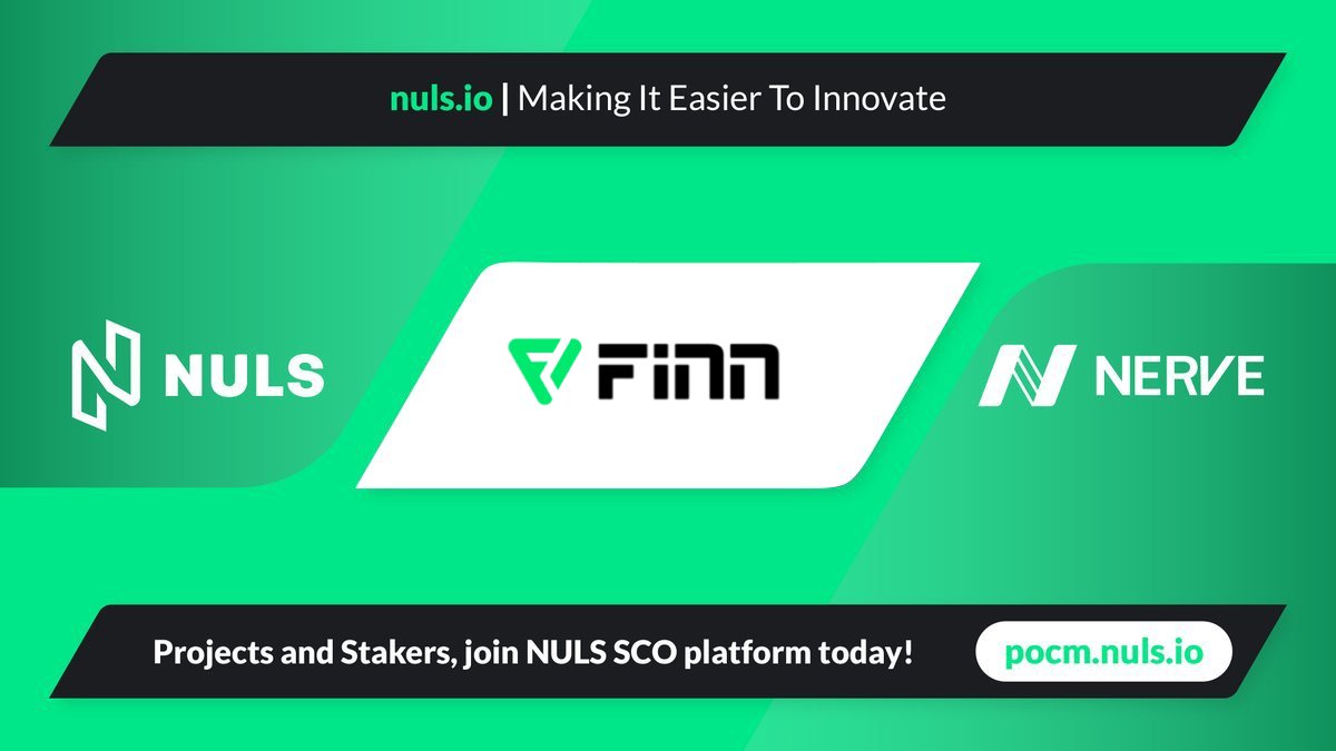 Nuls's tweet photo. We are excited to announce that @finn_exchange will be joining our #SCO platform soon 👏👏

#Finn provides futures trading facilities for #cryptocurrencies and tokens with up to #100x leverage, high liquidity, tight spreads⚡️

#BSC #NULS #POCM #Staking #Finn #Exchange https://t.co/fMHg9ngd62