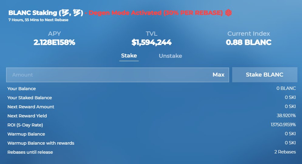 ❄️Attention Ski Bums… 

A massive blizzard just hit the slopes. Degen mode is activated,  38% per rebase.

Get your gear and hop on the lift to shred some fresh powder. ❄️

#AVALANCHE #OHM #FORK #DAO #BTC #BSC #AVAXUSDT