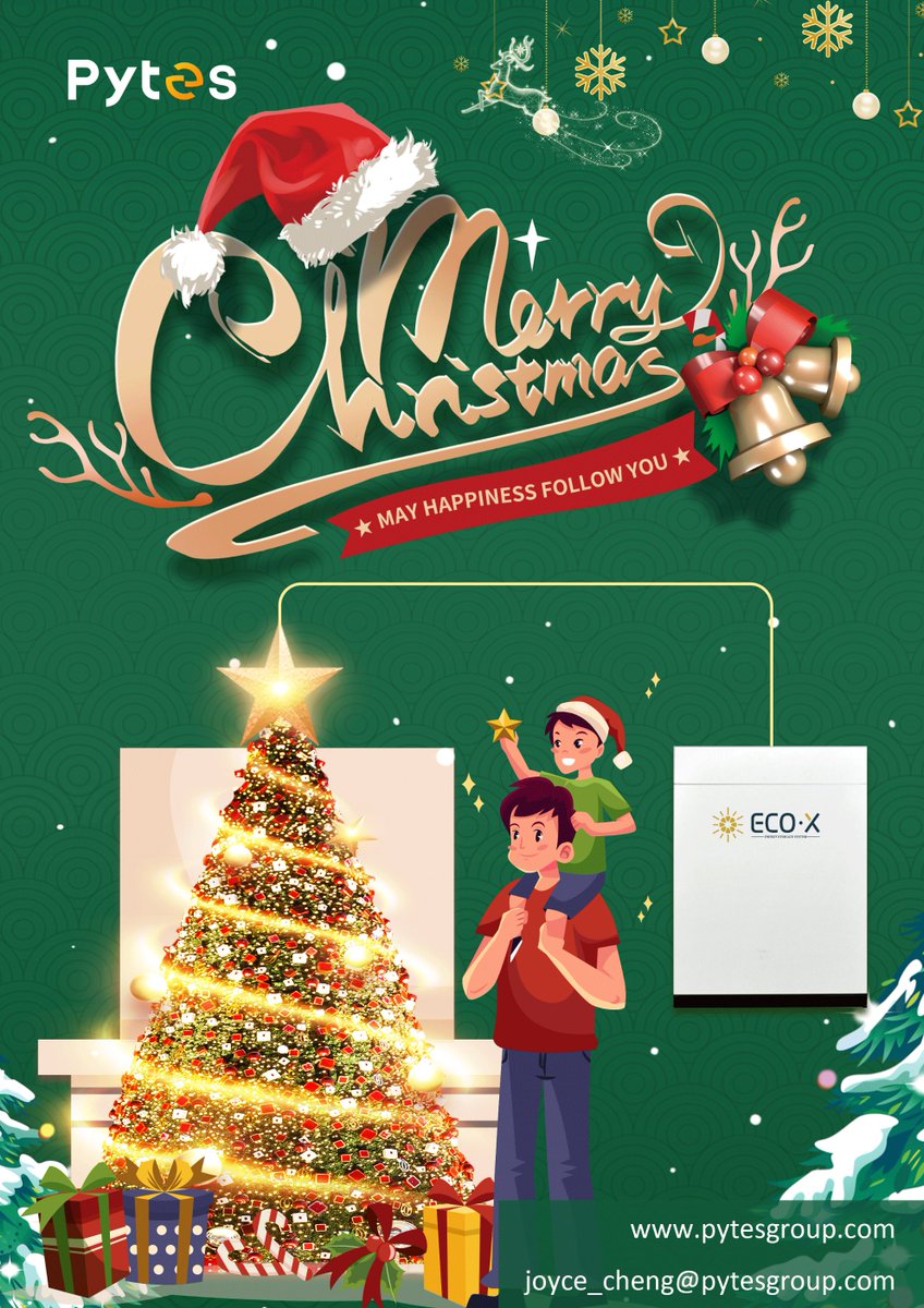 JoyceChengVS's tweet photo. Seasonal greetings from Pytes energy. All the best for the upcoming years. Merry Christmas &amp; happy new year #pytes #solarenergy #solarbattery #ess #homeenerystoragesystem #Lithiumbattery #renewableenergy #solarpower https://t.co/OUH7cp5zhm