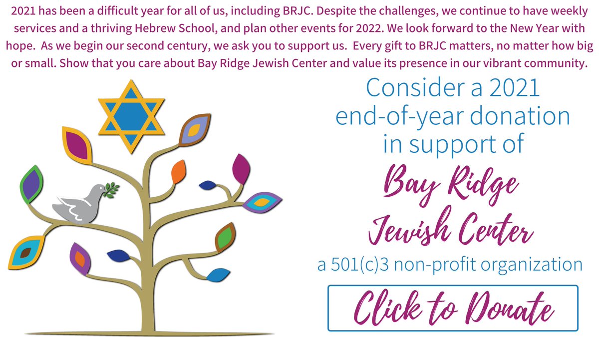 bayridgeJC's tweet photo. Every gift to BRJC matters,  no matter how big or small.  Show that you care about #BayRidge #Jewish Center and value its presence in our vibrant community through a donation here: https://t.co/NhTkPnVT5S https://t.co/PUoveP8dbb