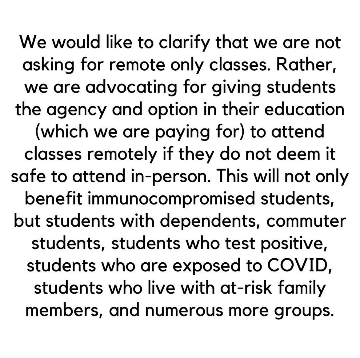 dsuucla's tweet image. If you think @UCLA should implement hybrid learning instead of swinging wildly between remote &amp;amp; in-person, sign the petition and retweet.
forms.gle/eVyxhtCcuT6VtS…

Link to our full statement:
tinyurl.com/dsustatementwi…