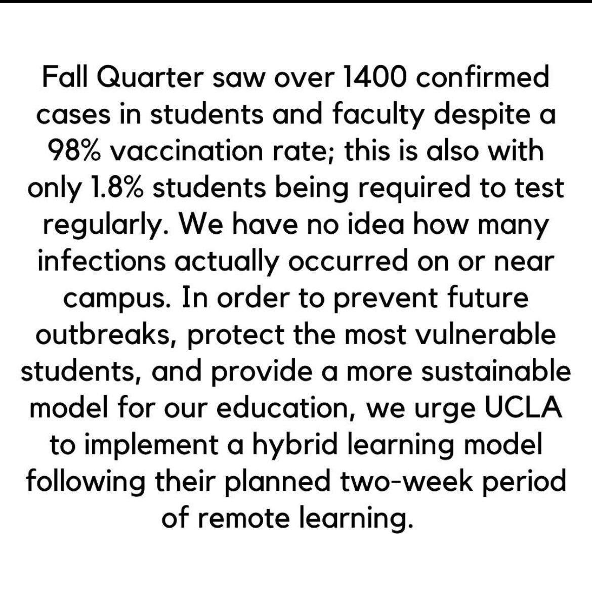 dsuucla's tweet image. If you think @UCLA should implement hybrid learning instead of swinging wildly between remote &amp;amp; in-person, sign the petition and retweet.
forms.gle/eVyxhtCcuT6VtS…

Link to our full statement:
tinyurl.com/dsustatementwi…