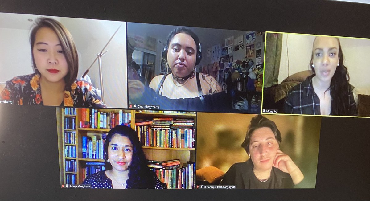 My last reading of 2021!! HUGE thanks to <a href="/GDBooks/">Glad Day Bookshop</a> + <a href="/nakedheartfest/">Naked Heart Festival</a> for making this warm space for bold #BIPOC words tonight. ✍🏾✍🏾✍🏾

<a href="/cleopatriia/">🌳🐻 cleopatria - ʕ•ᴥ•ʔﾉ♡</a> <a href="/theonlyelitareq/">sherlock homo 🤓</a> @theirholiness &amp; Jody Chan - thank you for putting such beautiful work into the world. My heart is full. 💜