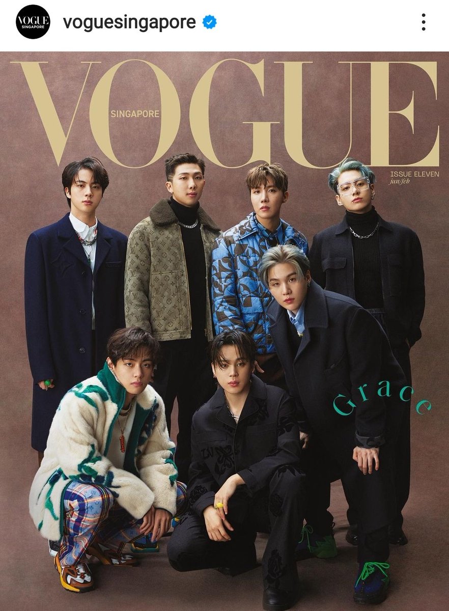 btschartsxdaily's tweet photo. .@BTS_twt will be in the cover of Vogue Singapore's January/February 2022 ‘Grace’ Issue

(https://t.co/j00viW0xkb) https://t.co/0nnxrO5Y6w