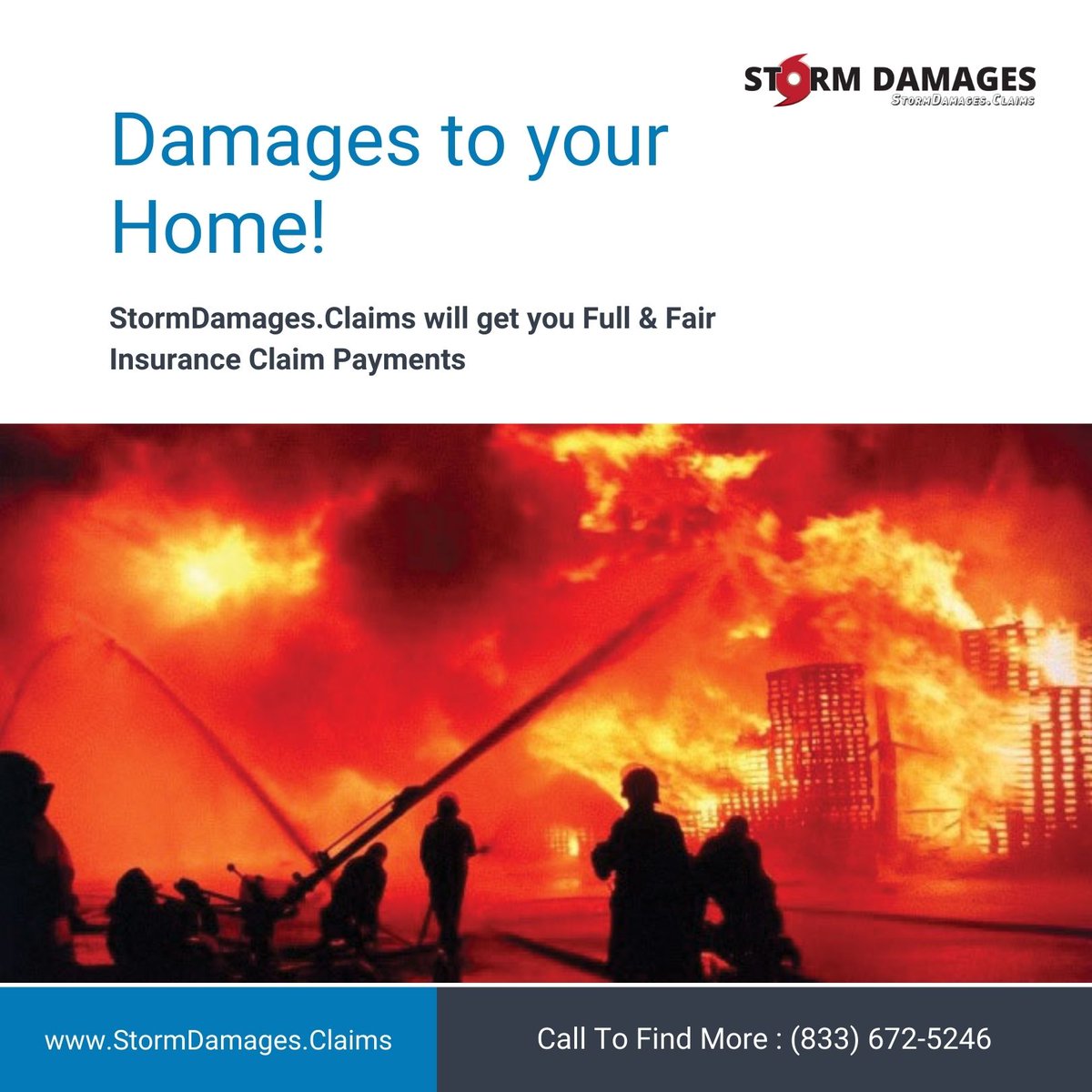 Damages to your Home!

StormDamages.Claims will get you Full &amp; Fair Insurance Claim Payments

#naturaldisaster #insurance #property #Insuranceclaims #FireDamage #FloodDamage #WaterDamage #WindDamage #stormdamages #commercialinsurance #insuranceloss #securetheproperty