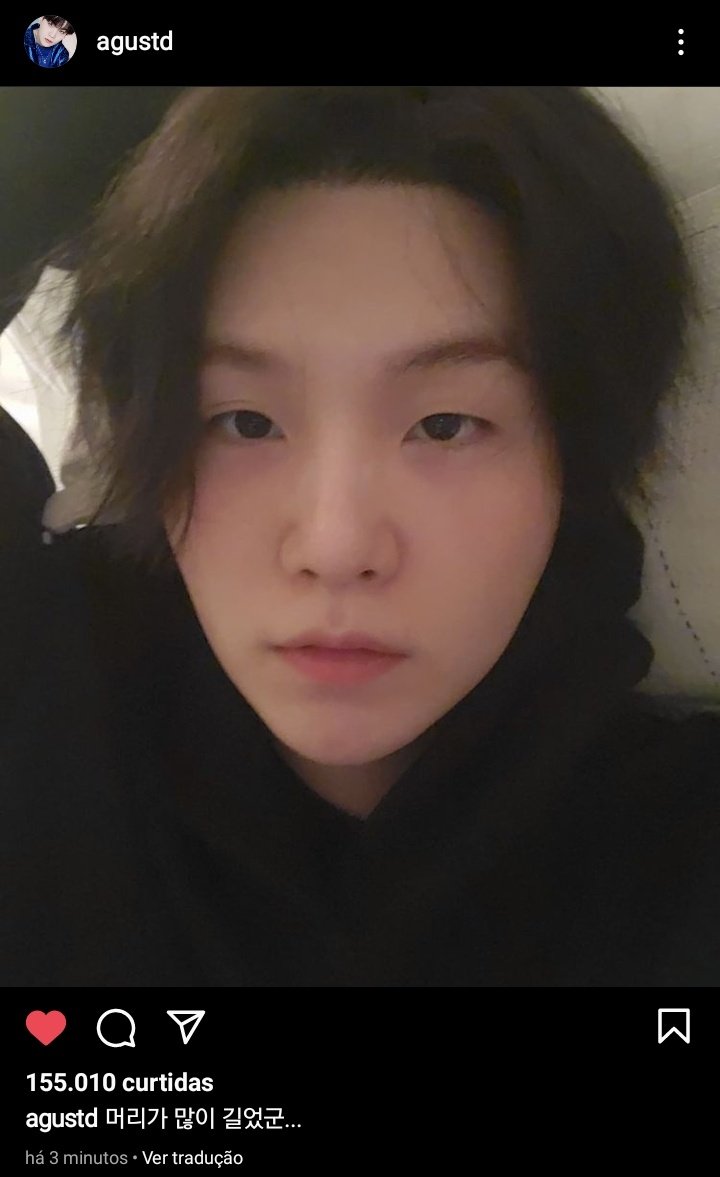 UniversBTS_'s tweet photo. [INSTAGRAM] SUGA 🐱

Legenda: "Meu cabelo cresceu bastante..."

🐰 @BTS_twt ©btsbaragi_jk https://t.co/YMMRSPRpzV