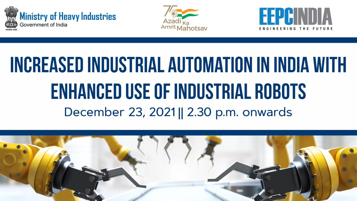 Gridbots's tweet photo. Glad to share that Our CTO/Founder Mr. Pulkit Gaur shall be putting his thoughts on "Increased Industrial Automation in India with Enhanced use of Industrial Robots" in a Webinar today between 2.55-3.10 PM
#gridbots ##eepcindia #futureofautomation #roboticsinindia https://t.co/abiUxP44Eg