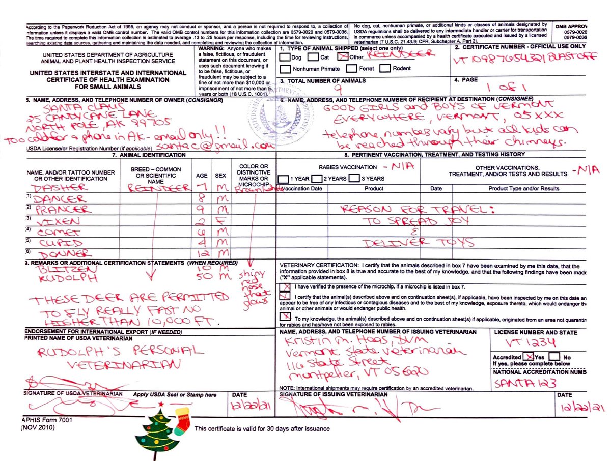 anson_ag's tweet photo. #BREAKING 🎅 Santa secures permits from @VTAgencyofAg to fly & deliver gifts 🎁 with reindeer. SEE details by #Vt State Vet Dr. Haas. “The children & young-at-heart adults of Vermont are extremely excited about your arrival…to spread joy again this year” MORE:👇#vtlightstheway🎅 https://t.co/joYkE41QfW