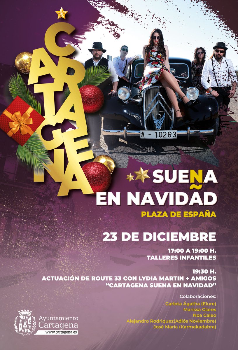 🎄 𝐕𝐢𝐯𝐞 𝐥𝐚 𝐍𝐚𝐯𝐢𝐝𝐚𝐝 𝐞𝐧 𝐂𝐚𝐫𝐭𝐚𝐠𝐞𝐧𝐚 🎁

🥳 Hoy, jueves, inauguramos las actividades navideñas al aire libre en la 𝗽𝗹𝗮𝘇𝗮 𝗱𝗲 𝗘𝘀𝗽𝗮𝗻̃𝗮 con talleres infantiles y conciertos😷

📲Consulta toda la programación de las fiestas aquí: navidad.cartagena.es
