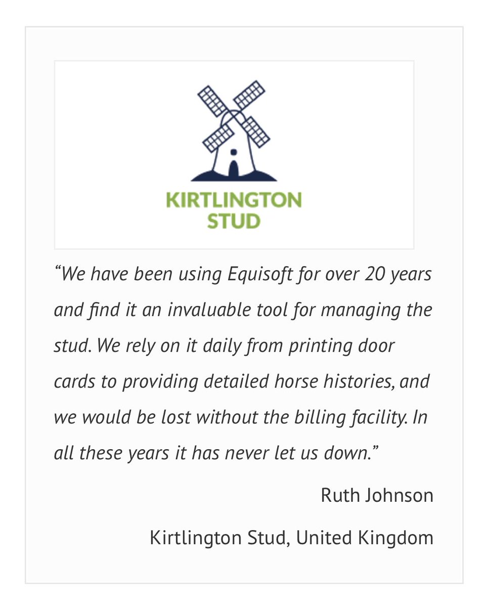 equisoftlive's tweet photo. βIn all these years it has never let us downβ
π£ Ruth Johnson @KirtlingtonStud
#PoweredByEquisoft https://t.co/pm6rRpXlkG