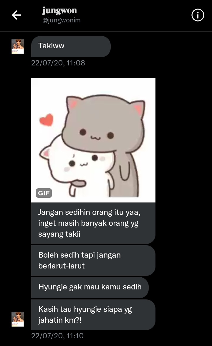 urtaki's tweet photo. ntin.. @jungwonim @jungwonims 
katanya kalo taki debut kamu mau balik lagi main rp trus jadi hyungie aku lagi? kok kamu ninggalin aku duluan😭💔 ntiiiin aku belum sempet minta maaf sama kamuuuuu😭😭😭😭😭 ntin maaf aku belum bisa jadi orang kuat kaya apa yg kamu minta😭😭😭 https://t.co/tXp4CnGKw9