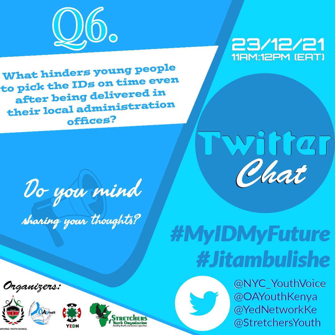 Oayouthkenya's tweet photo. What hinders young people to pick the ID's on time even after being delivered to their local administration offices?
#Jitambulishe
#MyIDMyFuture
@NYC_YouthVoice
@YEDNetworkKe
@StretchersYouth https://t.co/DeAYwrLqsF