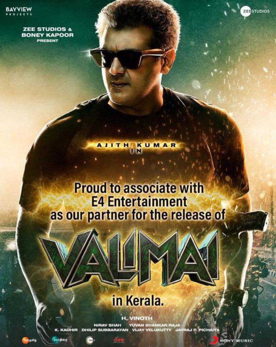 Finally #Valimai #Kerala distribution rights snapped by #E4Entertainment.
#AjithKumar 

@e4echennai
#ValimaiPongal