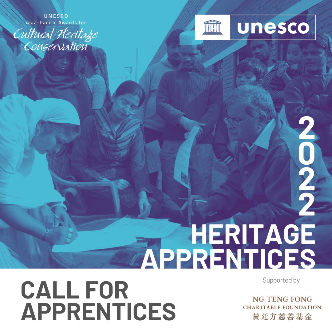 unescobangkok's tweet photo. 🤔 Are you an emerging heritage professional seeking to strengthen your capacity in heritage management?

💼 Gain experience in working with @UNESCO #HeritageAwards winning mentors!

✍️ Apply to this new #HeritageApprentice initiative until 20 Jan 2022
ℹ️ https://t.co/d7Iv18Vyxq https://t.co/fAkCKuanFH