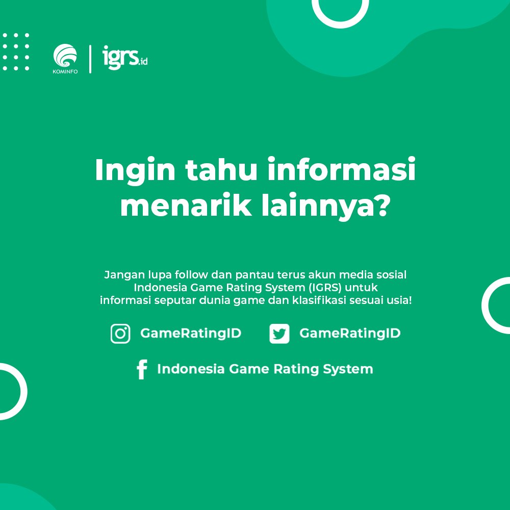 Dunia Games Awards (DGA) 2021 diselenggarakan hari ini!

Apa saja tujuan dan harapan penyelenggara DGA 2021? Yuk, simak infonya pada posting-an berikut!

#IGRS #IndonesiaGameRatingSystem #InfoGameSERU #TauRatingSeruGaming
