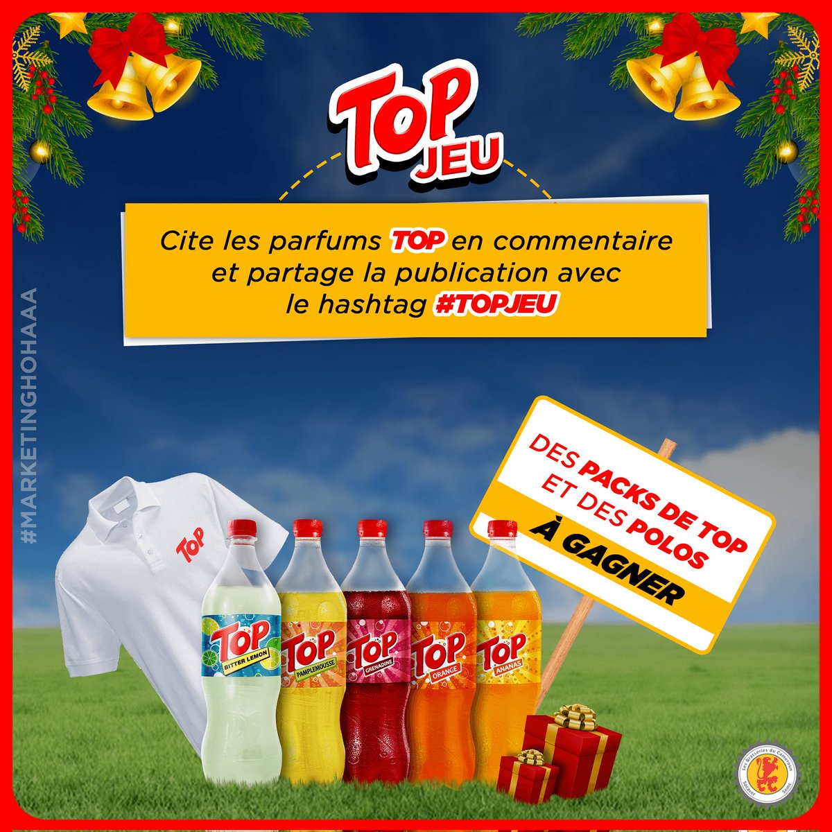 TopCameroun's tweet photo. Les fêtes de fin d'année sans Top Jeu? C'est impossible!
Voilà, on a des packs Top, des polos et d'autres surprises pour vous.
Pour gagner, donne les parfums Top et cite le tweet avec le hashtag #TopJeu
#TopDivers https://t.co/voFh4BGXEg