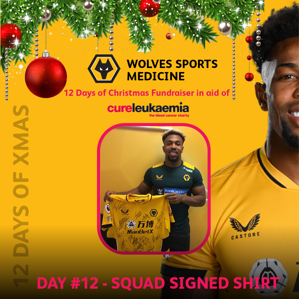 CureLeukaemia's tweet photo. ‼️ ONLINE AUCTION ‼️

Wow, we have made it through to the our FINAL day of the @WolvesSportMed #12DaysofXmas fundraiser and we have a BUMPER last day of prizes

Place your bid below 👇
Squad Signed Shirt: https://t.co/YI5KkRAChy
Hwang Boots: https://t.co/6Ki76qQUTR

#WWFC #Wolves https://t.co/2HcOYe3gXD