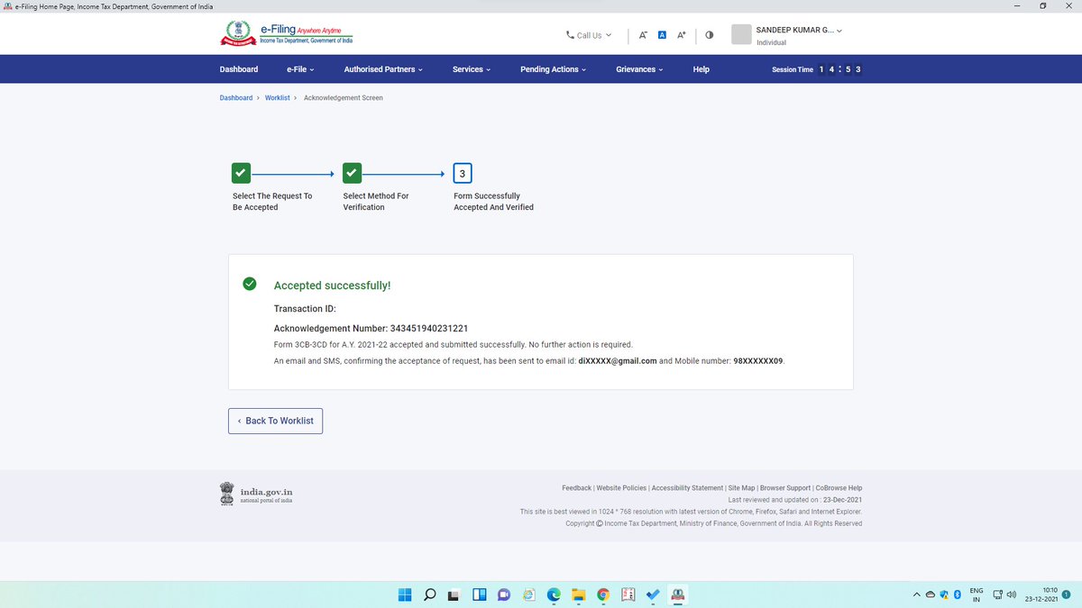 ProblemsInGSTN's tweet photo. If you think the below message means that the Audit is successfully accepted, please check again.

If there is no Transaction ID showing then it is not accepted. Happened in 3 files since yesterday.

Now, have to go back and check every accepted audit again.
#NewIncomeTaxPortal https://t.co/7wa1jh7c3s