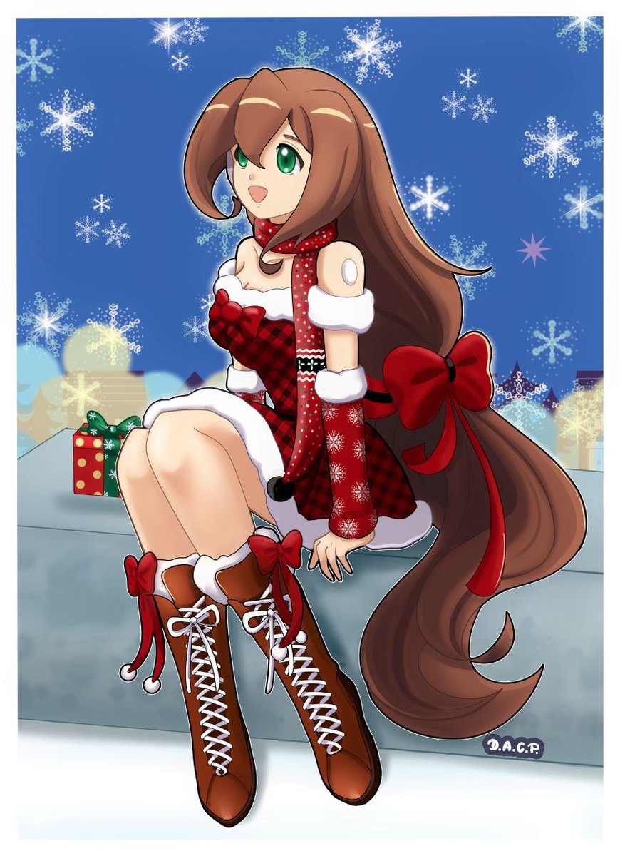 deni_acp's tweet image. My version of Iris in a Christmas dress

#MegaMan  #rockman #MegaManXDiVE #ロックマン #ロックマンXDiVE #アイリス #Iris