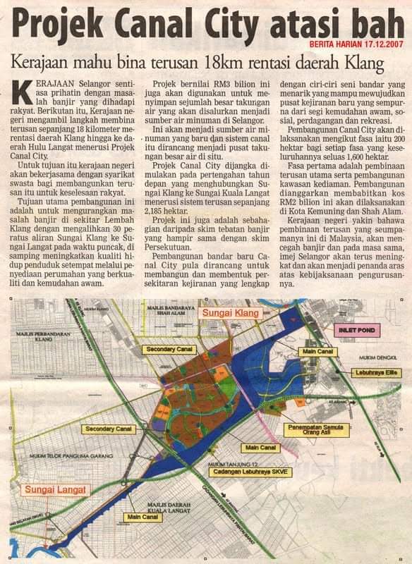 hazwanmohamad's tweet photo. Apa jadi dengan Projek Canal City  yang dirancang 14 tahun dahulu? Sebuah projek tebatan banjir lebih kurang macam Terowong SMART juga ni. Tapi dibatalkan sewaktu PKR ambil alih Selangor dari BN. Tapi yang best, katanya projek perumahan yang attach dalam projek ni diteruskan 😁 https://t.co/BTKDyzHA30