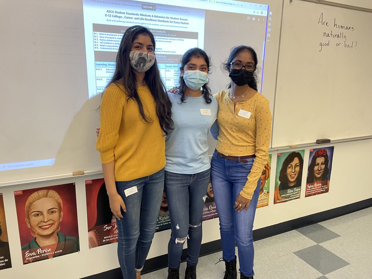 NancyALeBlanc's tweet photo. A special thank you to Alum (Class of 2021) Tanisha Garhwal Northeastern University, Esha Rakesh Brandeis University, and Pranitha Kancharla UConn, who visited our Senior Advising Classrooms this past week in leadership. ⁦@LuisSoriaFRCS⁩ ⁦@FoxboroughRCS⁩ https://t.co/DunHnuL6ni