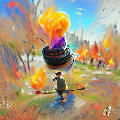 auhsoJsivaD's tweet photo. I used a super neat app to make this with an AI and a few key words. go get it ⁦@get_starryai⁩  the words used were “yo-yo pen fire” https://t.co/mxSxod8mUF
