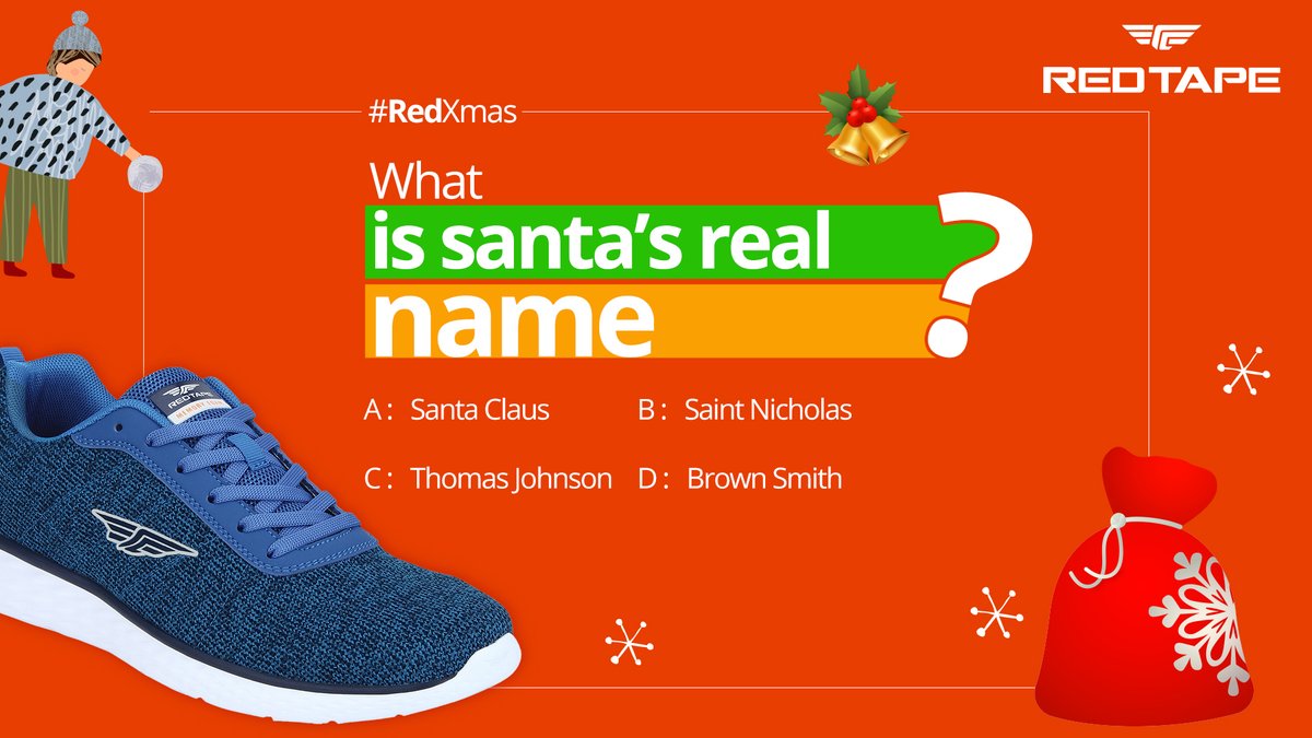 RedTapeindia's tweet photo. Santa Claus’s character is inspired and named after a kind Bishop who lived in the 4th century in a place called Myra, now Turkey. Can you guess who he was?

Share your answers and grab a chance to win some jolly good prizes from #RedTape.

Comment now! https://t.co/GQOQLQ936N