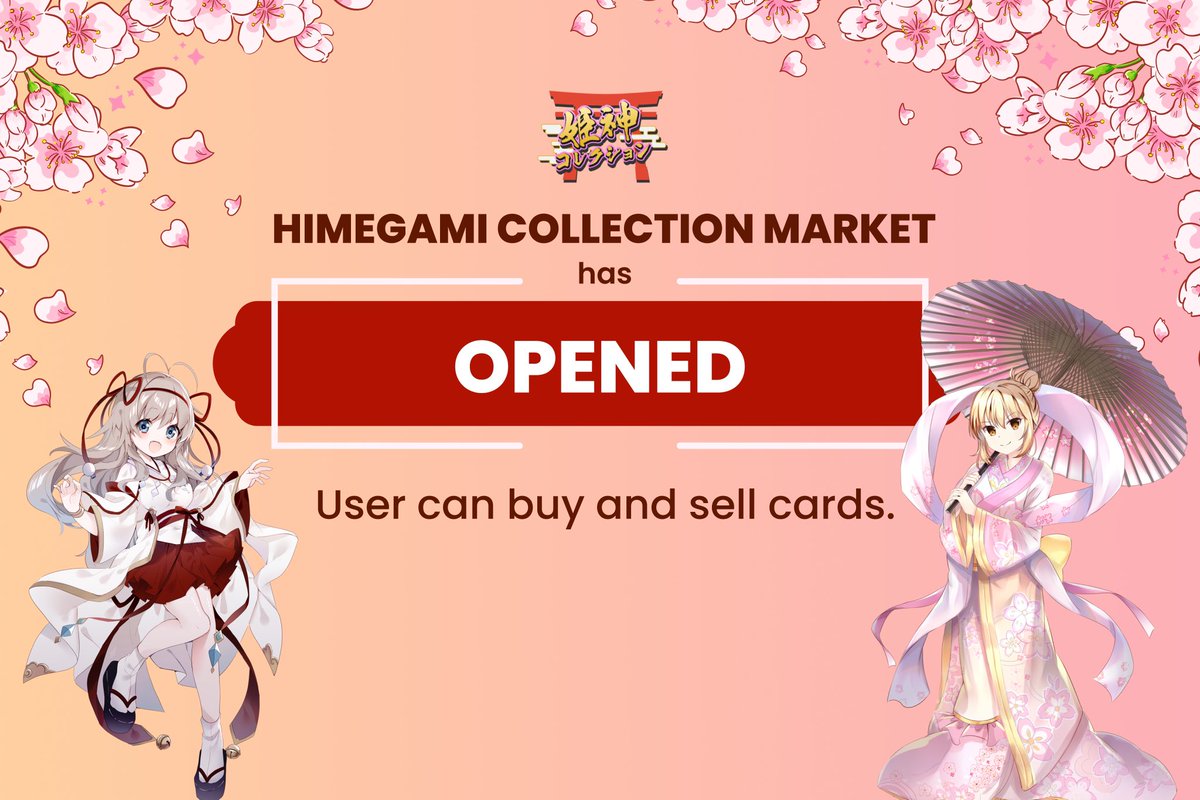 hime_collection's tweet photo. Himegami Collection market has finally opened🥳

You can buy the card you want in the market or sell the card you have. 
Try using the Himegami collection market right now!
↓
https://t.co/ZNIFXGw5gM

Website : https://t.co/5jF4UXiORS https://t.co/4xfNlPAmF2