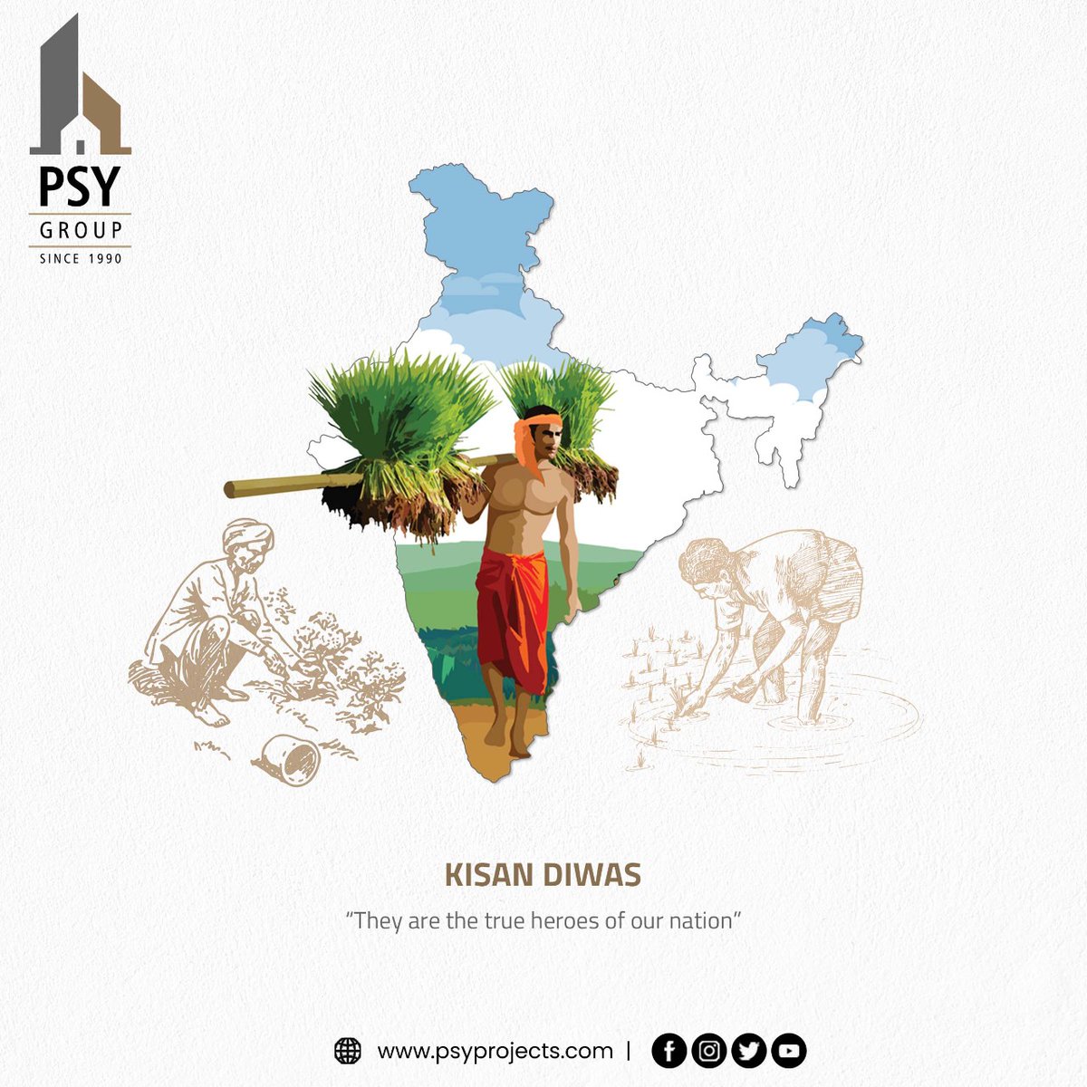 PSYGroupBuilder's tweet photo. "To Those Who Work in Acres Not in Hours"
A farmer is a magician who produces money from mud.
Salute to their hard work and dedication. Wishing with all
respect..
     *HAPPY KISAN DIWAS*

#kisandiwas #nationalfarmersday #letssalutethem #theirhardwork #dedication #hope #psygroup https://t.co/8UTVnXIPCM