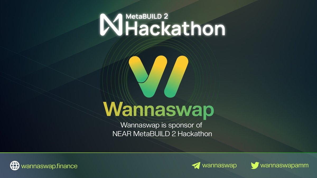 WannaSwap is excited to become a sponsor of #MetaBUILD 2 Hackathon powered by <a href="/NEARProtocol/">NEAR Protocol</a> 💰💰💰

Build your team and submit the #Hackathon now to share $1,000,000 in prizes!
Learn more: metabuild.devpost.com