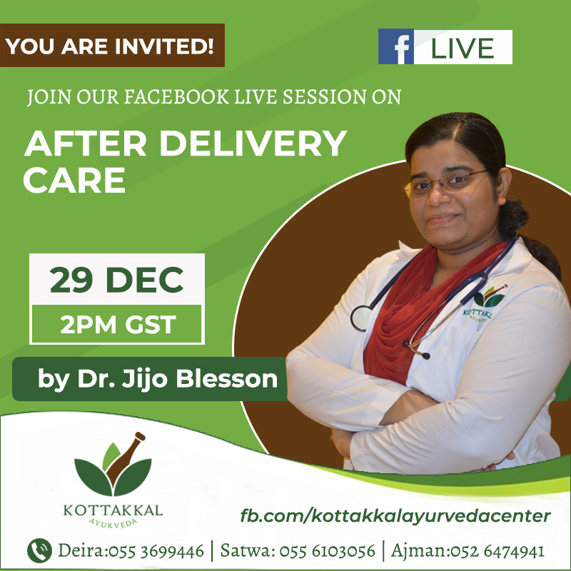 Join our Facebook Live Session on After Delivery Care by Dr. Jijo Blesson - Chief Consultant, 29 December 2021 @ 02:00 PM UAE Time.

#FBlive #afterdeliverycare #postdeliverycare #dubai #ajman #uae