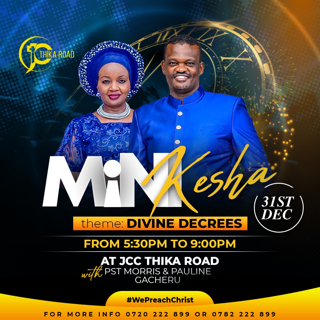 JccThikaRd's tweet image. Great news friends!!!
We will be having a Minikesha on the 31st of December.
Diarize and Plan to attend.
There is power in spoken word. 

#DivineDecrees #countdownto2022  #WePreachChrist