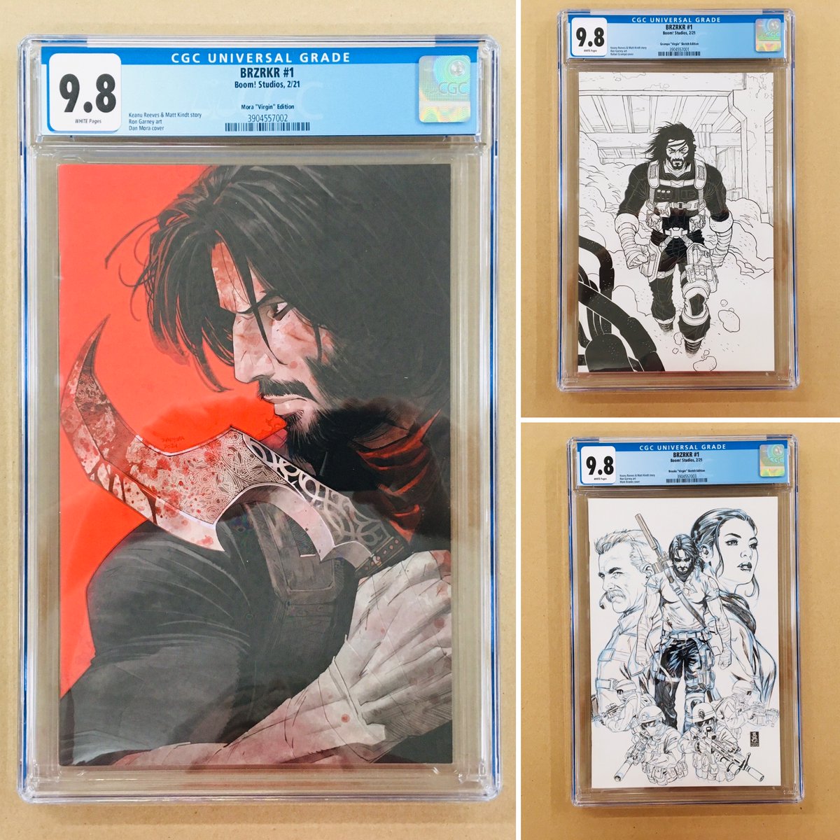 CosmicComicsLV's tweet photo. #BRZRKR #1 #CGC #Variant Covers added to the case.
Dan Mora Virgin 9.8 White Pages
Mark Brooks Virgin Sketch 9.8 White Pages
Rafael Grampa Virgin Sketch 9.8 White Pages
#BOOMstudios #CGCcomcis #GradedComics #Comics #LasVegas #getyourfix #NerdCulture702 https://t.co/chuLaqy3BI