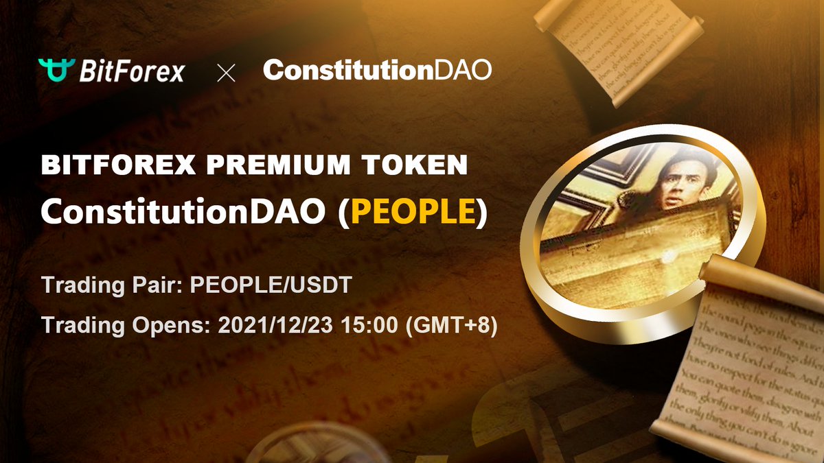 bitforexcom's tweet photo. 🌟New Listing🌟

🎉We're delighted to announce the listing of ConstitutionDAO (PEOPLE) @ConstitutionDAO on BitForex!

⏰Time: 2021/12/23 15:00 (GMT+8)

Happy Trading!

🔗Find the details here: https://t.co/jIFSjDr4fH
#Bitforex #PeopleDAO #Crypto #Blockchain https://t.co/wSQtcAYKF8