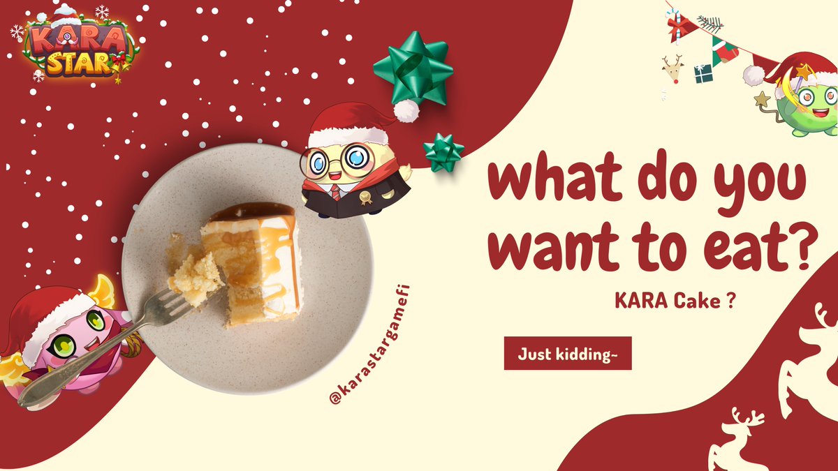 🎅5 days of Christmas🎉

🎈Win a Prize Everyday!🎄

 Day 2⃣

☑️Follow, Like, RT this Tweet, Tag 3 Friends
☑️What do u like to eat most at Christmas 
☑️Comment /add the pic &amp; <a href="/karastargamefi/">Kara Community</a>

☃️1 winner per day | 100$UMY