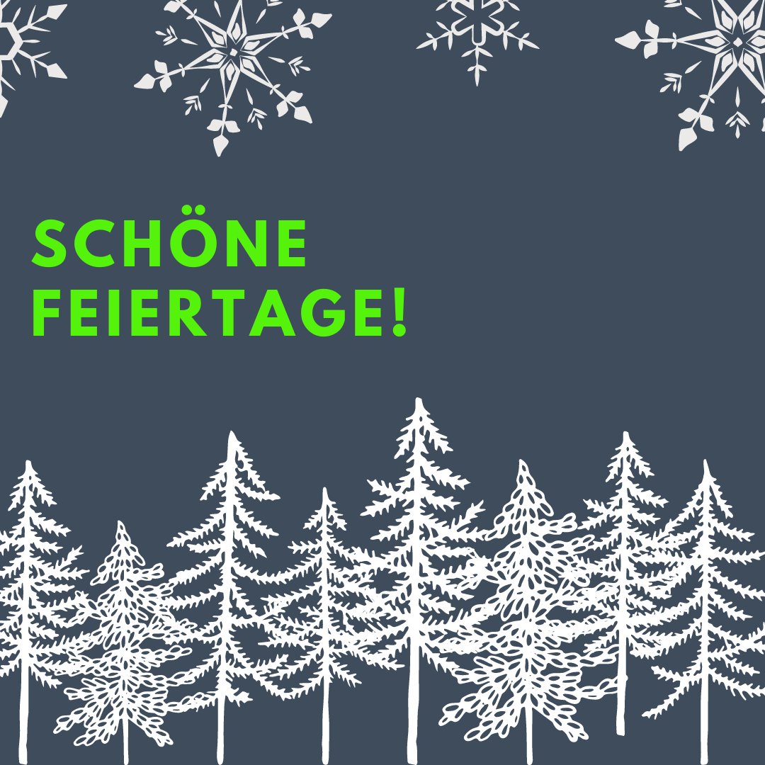 Wir wünschen euch ein paar schöne, entspannte Feiertage! Egal ob mit Familie, Freund:innen oder einfach mal entspannt zuhause mit einem Buch, genießt die Zeit! 🌲🌳🌱