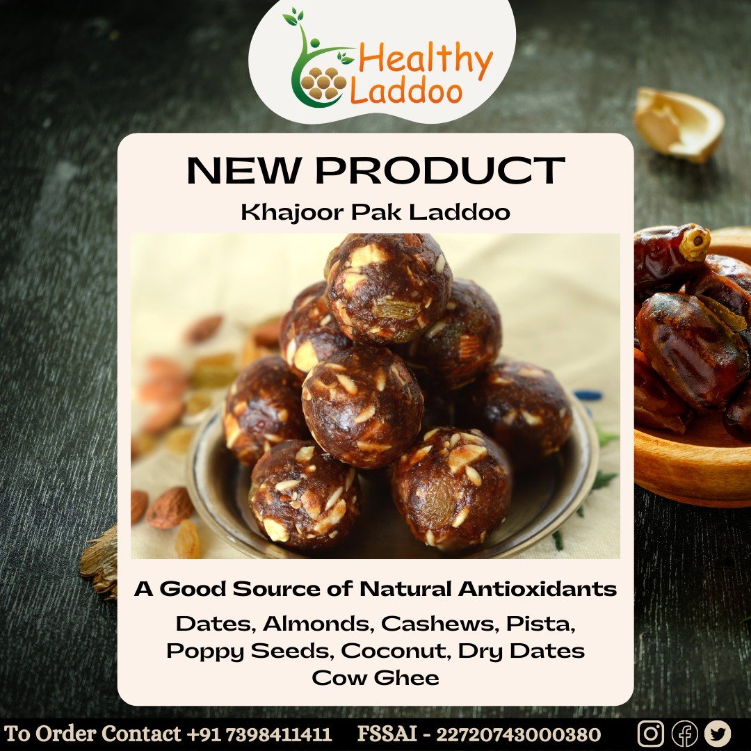 Khajur Laddu is very healthy and tasty Ladoo which is a combination of dates and dry fruits roasted in ghee. No sugar and Jaggery is added in preparing this Laddu and it gets its sweetness from Dates. 

Contact Us +91 7398411411
healthyladdoo.com
#healthyladdoo