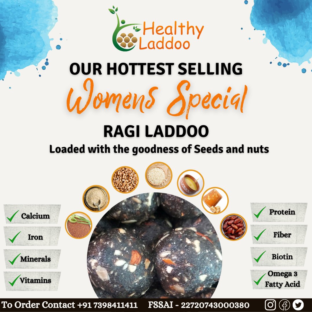 Women’s health needs to be front and center – it often isn’t, but it needs to be,
At the end of the day, your health is your responsibility,
Women's Special Laddoo

Contact Us +91 7398411411
healthyladdoo.com
#healthyladdoo