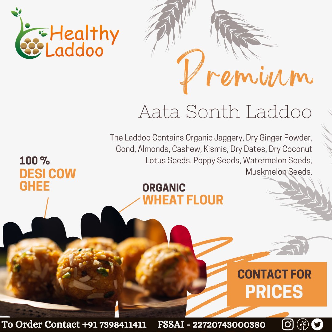 Premium Atta Soth Gud Laddoo is a traditional Indian delight,
Which makes for a nice delectable treat for the tastebuds.

Contact Us +91 7398411411
healthyladdoo.com
#healthyladdoo