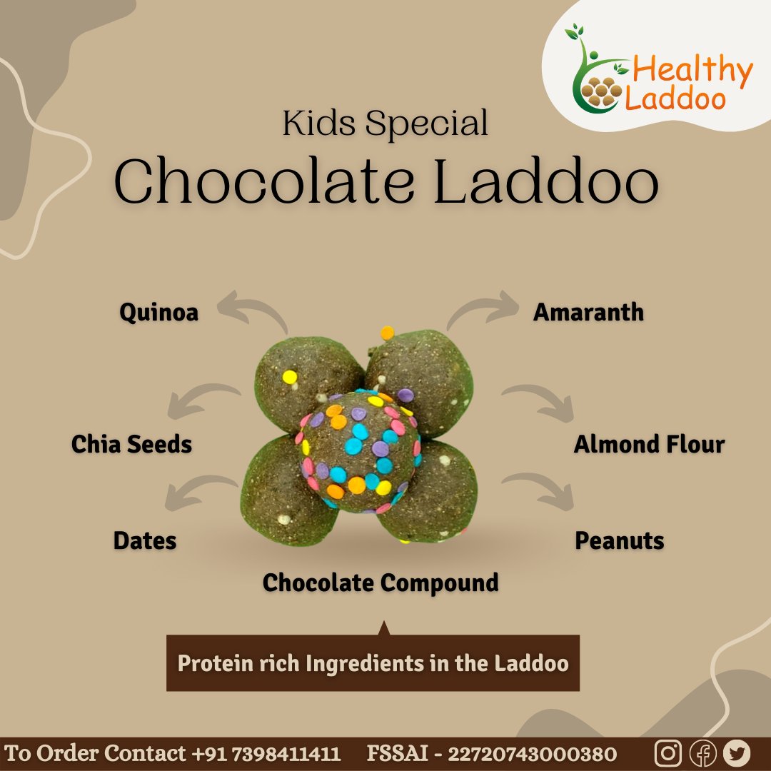 Super Nutritious Choclate Laddoo for Kids.
Majority of parents worried about nutrition intake for their kids..

Contact Us +91 7398411411
healthyladdoo.com
#healthyladdoo