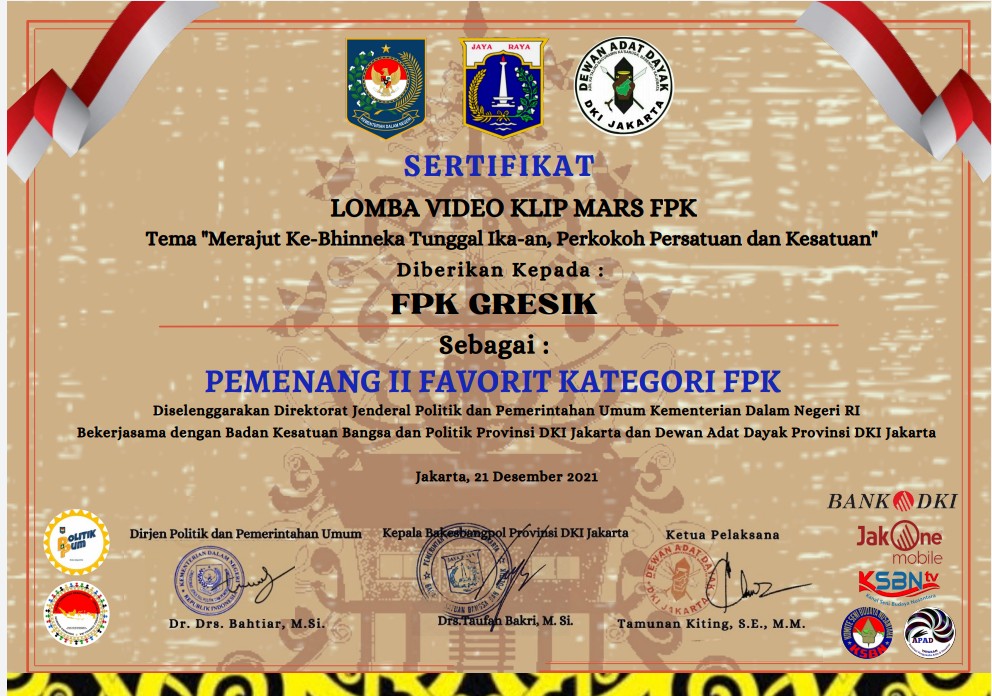 fpkgresik's tweet image. Terima kasih atas dukungannya, higga kami bisa menjadi juara II kategori Favorit Media Sosial pada lomba Mars FPK yang digelar Dirjen Politik dan Pemerintahan Kemendagri RI pada 6-10 Desember 2021 lalu.

#fpkgresik #fpk