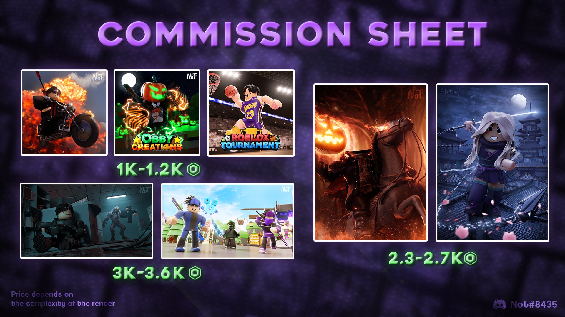 Not ✨ on X: Commission is now OPEN!! Dm me via Twitter or Discord  (Not#8435) . Please read the rules before purchasing. Thank you! Payment  only by Group funds or T-shirt/gamepass (Tax