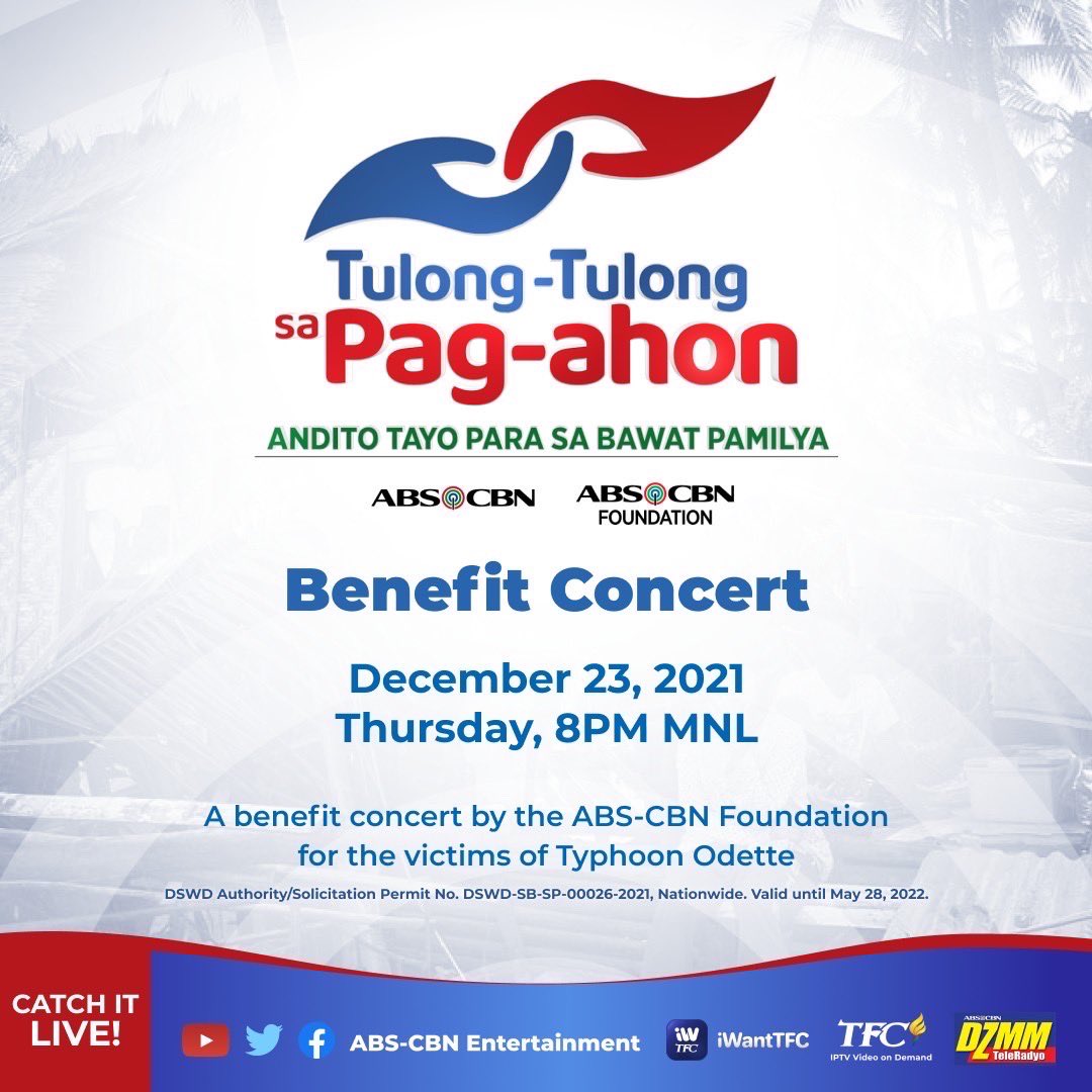 starmagicphils's tweet photo. Kapamilya, tulong-tulong tayo para sa mga nasalanta ng bagyong Odette! 

Abangan ang Tulong-Tulong sa Pag-ahon: Andito Tayo Para sa Bawat Pamilya Benefit Concert mamayang 8PM MNL sa ABS-CBN Entertainment YouTube, Facebook and Twitter. 

#TulongPH #AnditoTayoParaSaBawatPamilya https://t.co/LmnqhxHgkj