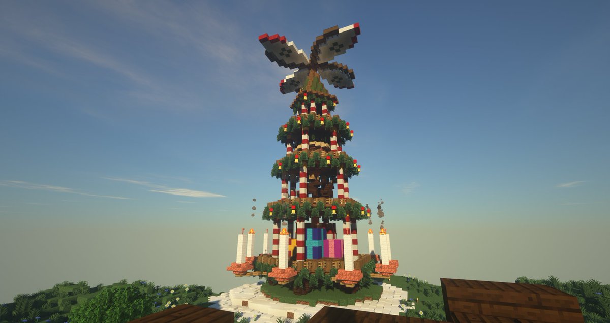 Shortrange16's tweet photo. This took some time to build, but it's working out better than I thought it would !! Almost Christmas !!  @PleasantSMP https://t.co/Hv91N3Oh0C