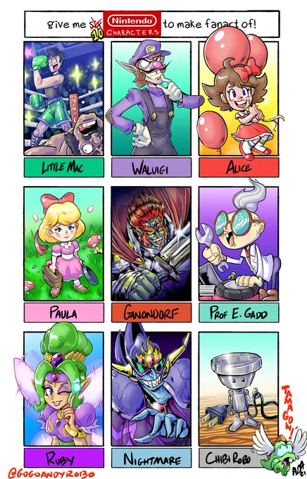 FINALLY! This Nintendo prompt took long enough.. I really wanted to draw all the suggestions, but I think 4 extra is a good compromise :D Had a lot of fun on this one!

#gogoandyart #nintendo 