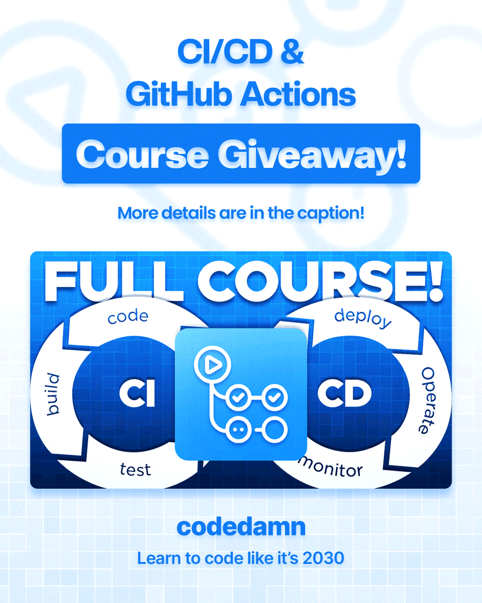 codedamncom's tweet image. 🎉🎉 GIVEAWAY ALERT 🎉🎉
First, 100 people who DM us or drop an emoji in the comment section will get our CI/CD & Actions course for FREE!