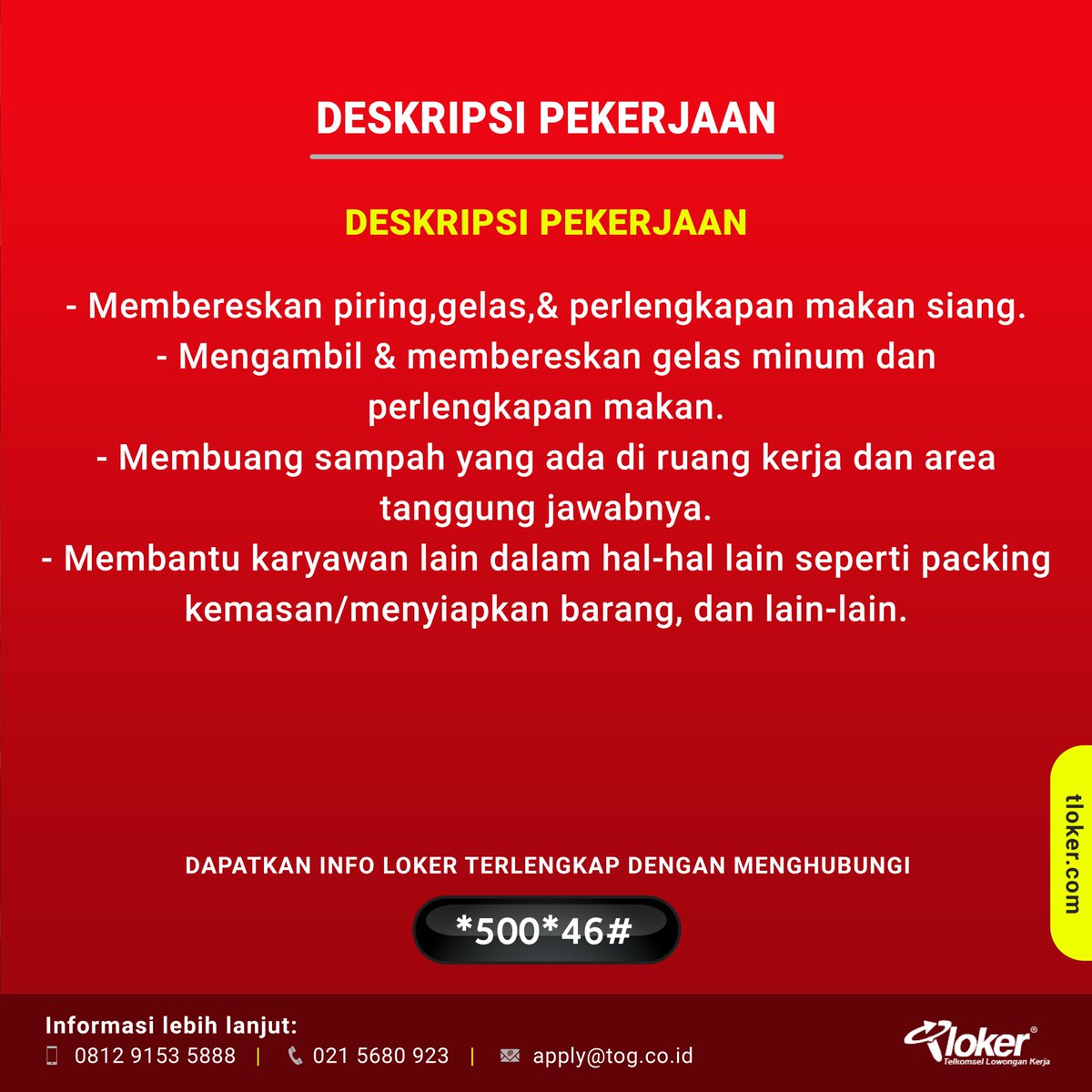 info_tloker's tweet photo. Bergabung menjadi bagian PT Kinto Mandiri Indonesia (KMI) sebagai Office Boy.

Kirim CV terbaru kamu ke nomor kontak atau email yang tertera pada design gambar. Like dan Share lowongan ini kepada teman, saudara atau tetangga kamu yang membutuhkan. https://t.co/wZCeJy7SJr